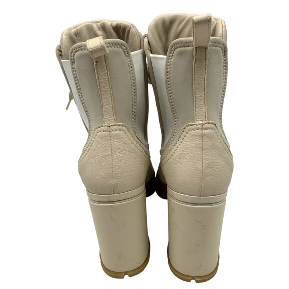 Prada Vanilla Leather and Neoprene Lace Up Combat Platform Boots Size 39 - Picture 5 of 12